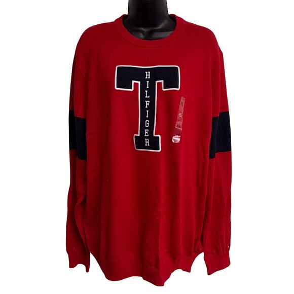 Tommy Hilfiger Other - Tommy Hilfiger Men Sweater XL Extra Large Red Blue Logo Crew Long Sleeve New